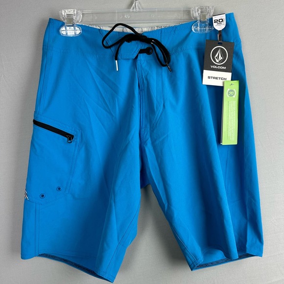 Volcom Lido Solid Men’s 28 Board Shorts 20” Mid Length Stretch Blue - Picture 1 of 5